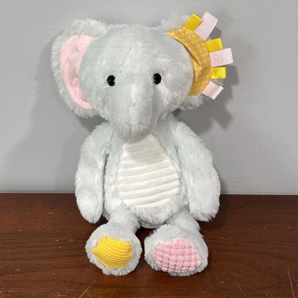 Make Believe Ideas Gray Elephant Plush Crinkle Tags Texture Stuffed Animal Baby